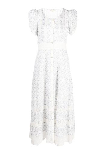 LoveShackFancy floral-print buttoned midi dress - White