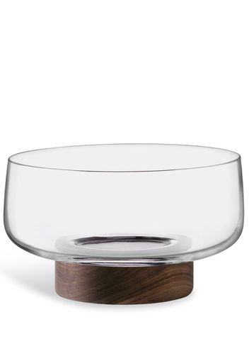 City glass bowl and walnut base