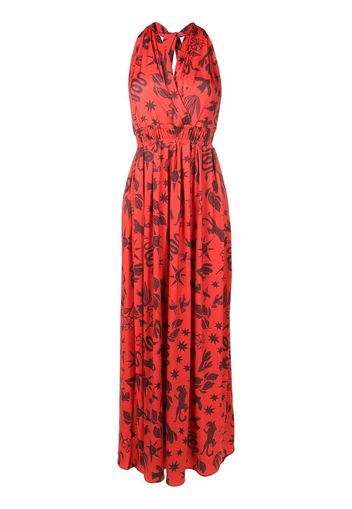 Lygia & Nanny Vênus Estampado halterneck dress - Brown