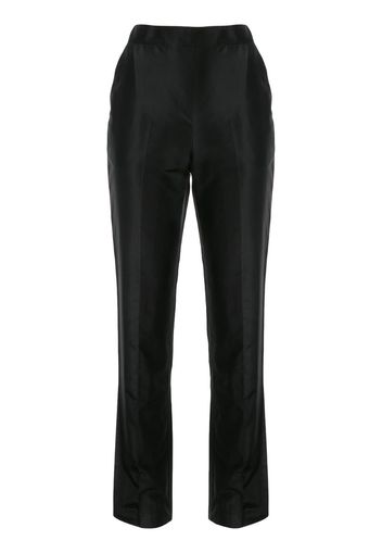 high-waisted silk trousers