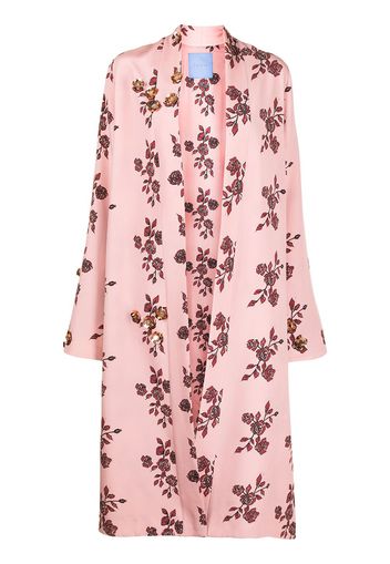 Macgraw St Peters floral-print silk robe - Pink