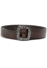 Madison.Maison crystal-embellished buckle belt - Brown