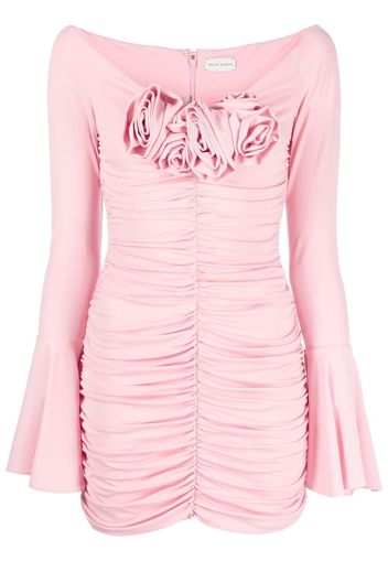 Magda Butrym rose-appliquéd ruched minidress - Pink