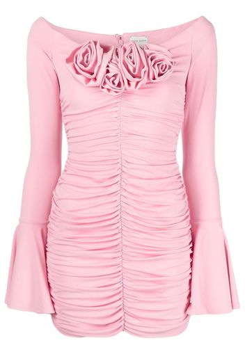 Magda Butrym floral-appliqué ruched mini dress - Pink