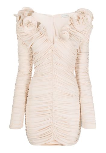 Magda Butrym long-sleeve ruched silk minidress - Neutrals