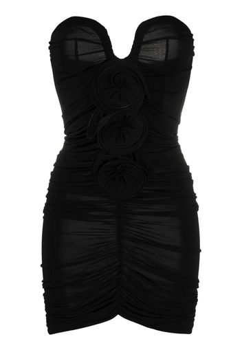 Magda Butrym floral-appliqué ruched minidress - Black