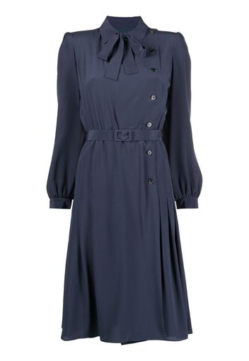 side button fastening belted dress