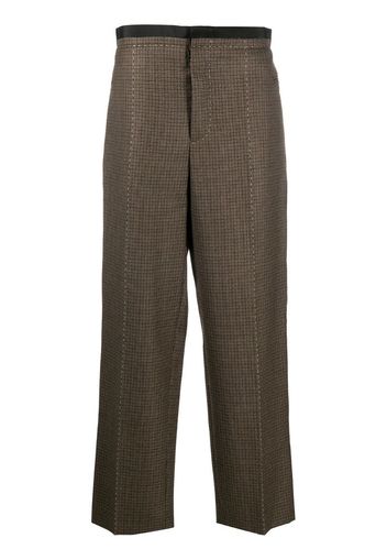 wool check straight trousers