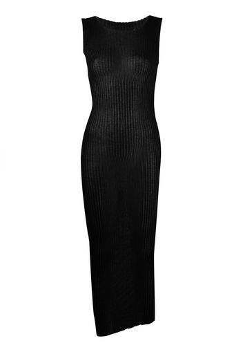 Maison Margiela ribbed-knit sheer dress - Black