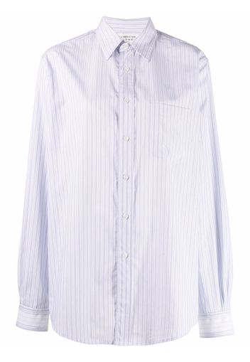 Maison Margiela stripe-print pointed-collar shirt - Blue