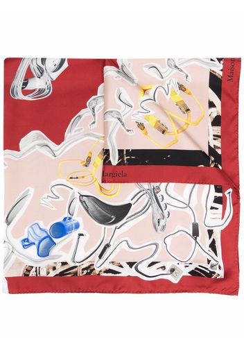 Maison Margiela abstract-print silk scarf - Red