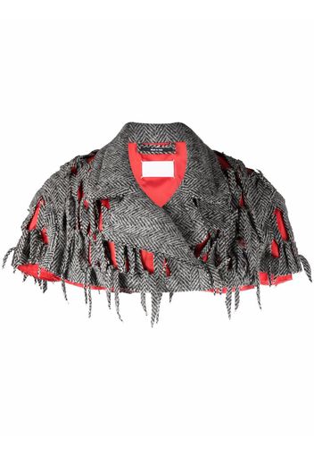 Maison Margiela ripped melange knit stole - Grey