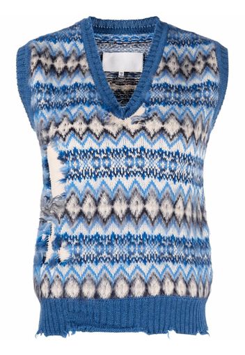 Maison Margiela intarsia-knit sleeveless sweater - Blue