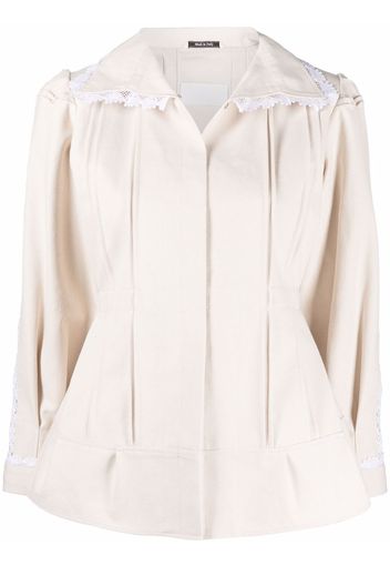 Maison Margiela lace-trim pleat-detail fitted jacket - Neutrals