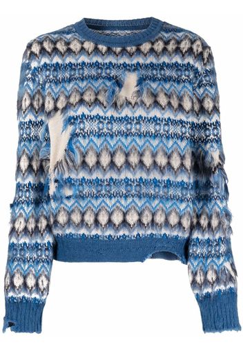 Maison Margiela jacquard distressed knitted jumper - Blue