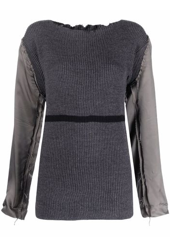 Maison Margiela distressed contrast sleeve knit top - Grey