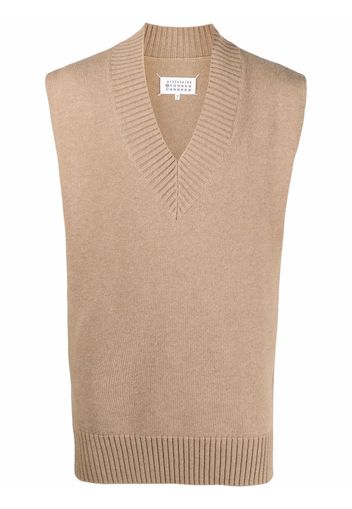 Maison Margiela V-neck knit stole - Neutrals