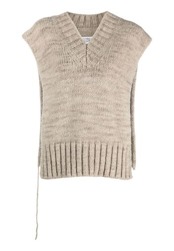 Maison Margiela V-neck knitted top - Neutrals