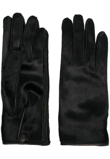 Maison Margiela signature-stitch logo pony-hair gloves - Black