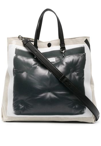 Maison Margiela graphic-print linen tote bag - Neutrals