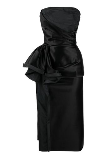 Maison Margiela ruched peplum strapless dress - Black
