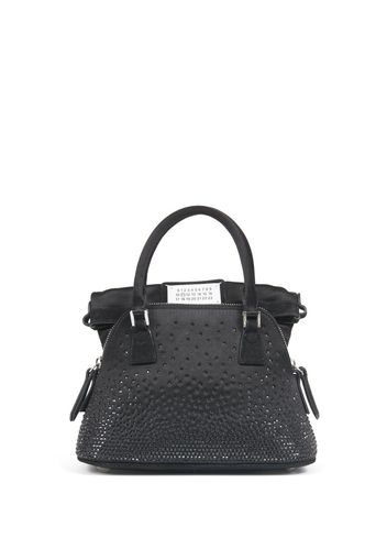 Maison Margiela numbers-logo rhinestone shoulder bag - Black