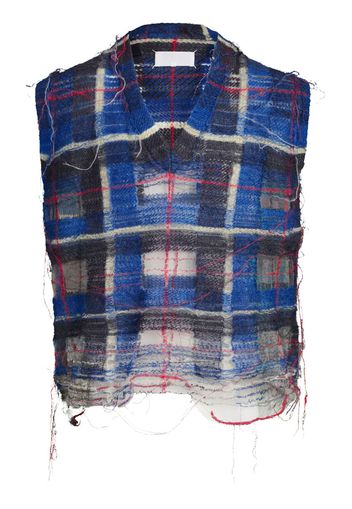 Maison Margiela unfinished-effect plaid vest - Blue