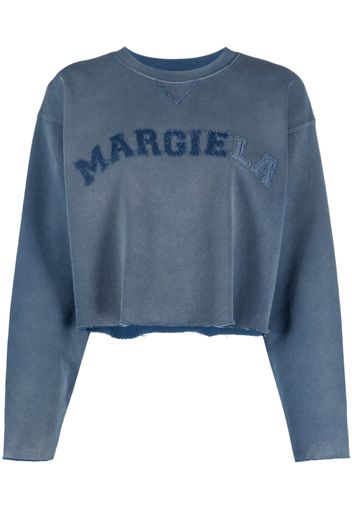 Maison Margiela logo-patch cropped sweatshirt - Blue