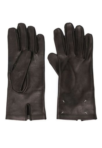 Maison Margiela four-stitch logo leather gloves - Black