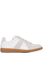 white and grey replica leather sneakers