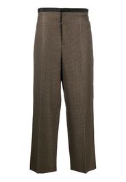 wool check straight trousers