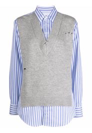 Maison Margiela distressed knitted-vest layered shirt - Grey