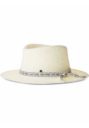 Maison Michel André woven logo-trim hat - White