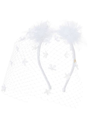 Maison Michel Yosh pom-pom flower headband - White