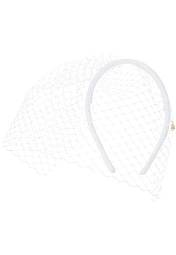 Maison Michel veil-detail satin headband - White