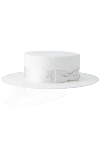 Maison Michel Kiki canotier hat with satin-ribbon - White