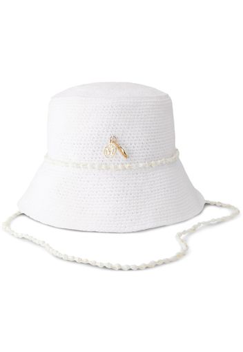 Maison Michel Axel shell-embellished knitted bucket hat - White