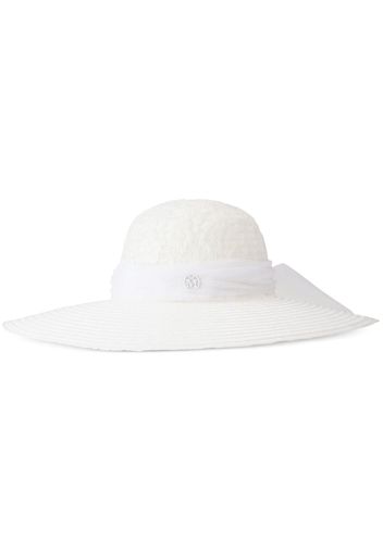 Maison Michel Blanche floral-embroidered sun hat - White