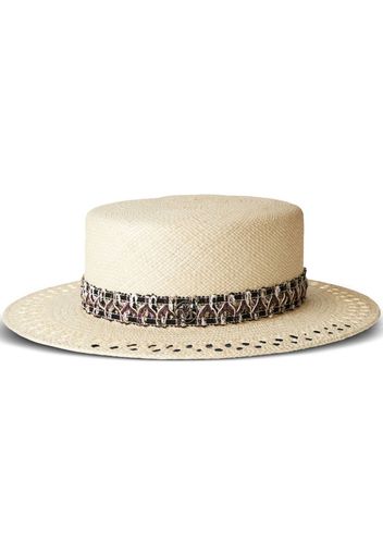 Maison Michel Kiki logo-plaque sun hat - Neutrals