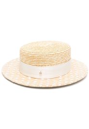 Maison Michel ribbon-band interwoven sun hat - Neutrals