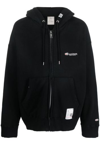 Maison Mihara Yasuhiro logo-embroidered cotton hoodie - Black