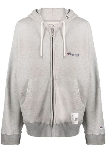 Maison Mihara Yasuhiro logo-embroidered cotton hoodie - Grey