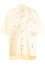 Maison Mihara Yasuhiro graphic-print short-sleeved cotton shirt - Orange