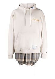 Maison Mihara Yasuhiro logo-embroidered layered-design hoodie - Brown