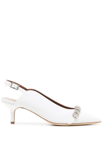 Malone Souliers crystal-embellished 50mm kitten-heel pumps - White