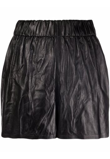 Manokhi crinkled leather shorts - Black