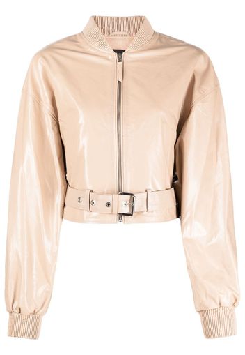 Manokhi cropped leather jacket - Neutrals
