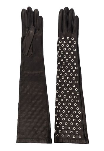 Manokhi eyelet-detail leather gloves - Black