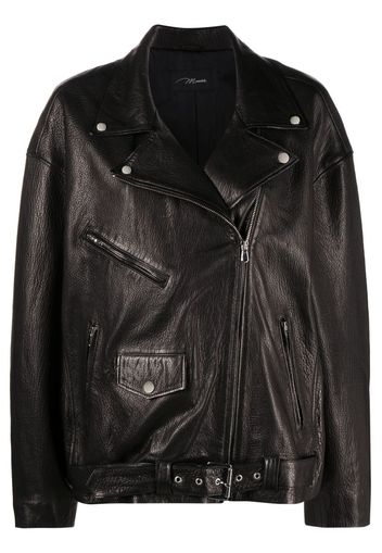 Manokhi zip-up belted biker jacket - Black