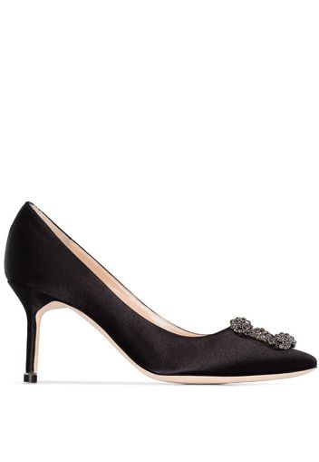 Manolo Blahnik black Hangisi 70 silk satin pumps